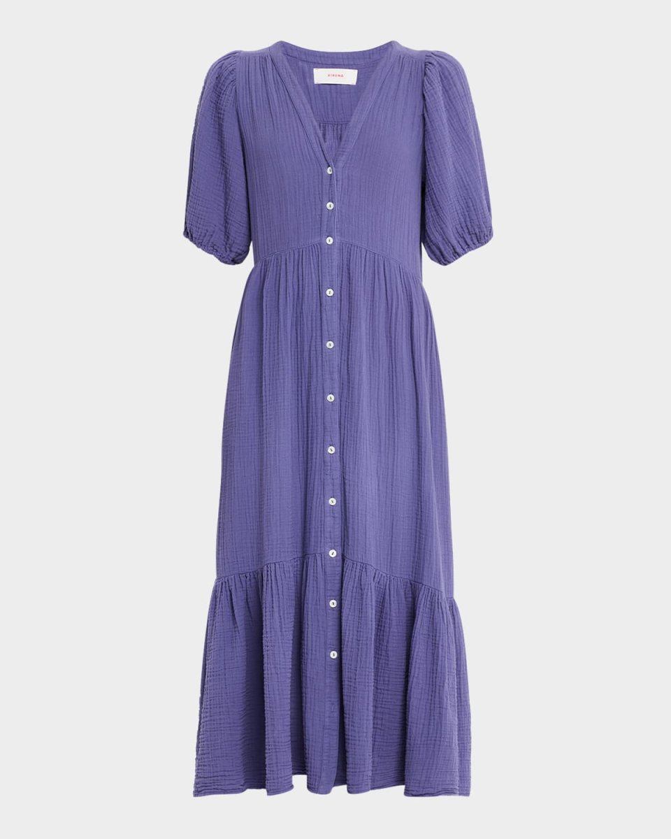 Lennox Blouson-Sleeve Cotton Gauze Midi Dress